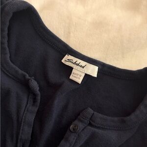 Subdued Navy Blue Button-Up Top